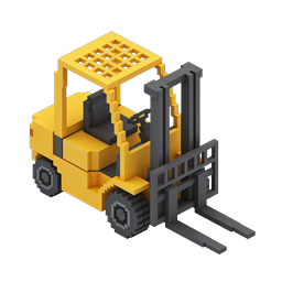 Icône 3D de chariot élévateur Voxel isométrique pour la logistique