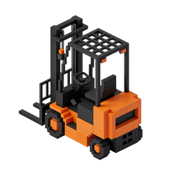 Isometrisches Voxel-Gabelstapler 3D-Icon für Logistik