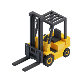 Voxel 3D Forklift Icon - Industrial Transport