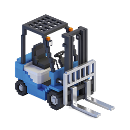 等轴测 Voxel 叉车图标 - 3D 仓库车辆