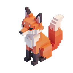 Voxel Fox Character Icon - 3D Pixel Art Animal