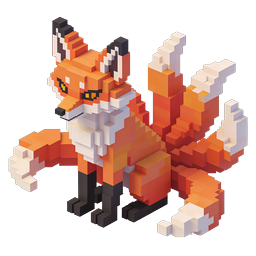 Voxel Fox Character Icon - 3D Pixel Art Style