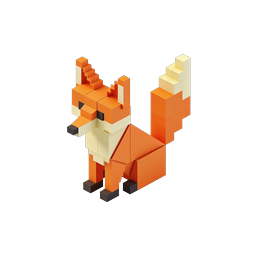 Biểu tượng động vật 3D Isometric Cáo Voxel