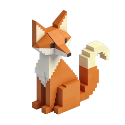 Ícone de Raposa Voxel | Animal 3D fofo em estilo de blocos