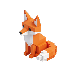 Isometric Voxel Fox Icon - 3D Cubic Wildlife Design