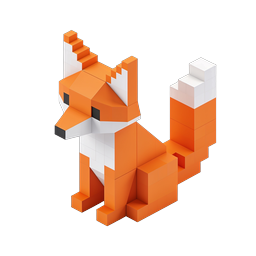 Voxel Fox Isometric 3D Icon | Block-Style Animal