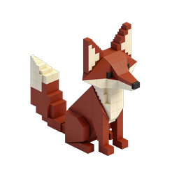 Voxel Fuchs 3D Block Art Icon - Süßes Pixel-Tier