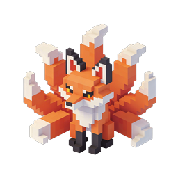 Cute Voxel Fox 3D Pixel Art Character Icon