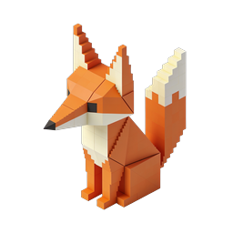 Voxel Fox Icon - 3D Block-Style Animal Design