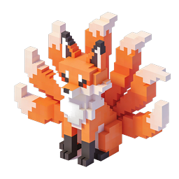 Voxel Fox Icon - 3D Pixel Art Fox Character