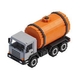 Voxel Fuel Tanker Truck Icon - 3D Isometric Design