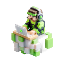 Voxel Gamer Coding Icon - 3D Isometric Gamer Character