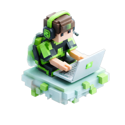 Voxel Gamer Coding Icon - 3D Isometric Gamer Character
