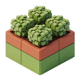 Voxel-Gartenbeet-Icon - 3D Isometrische Pflanzgefäß-Illustration