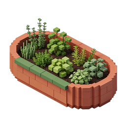 Voxel Raised Garden Bed Isometric 3D Icon