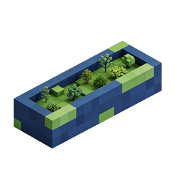 Isometric Voxel Garden Container Icon - 3D Block Trees