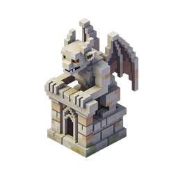 Voxel Gargoyle Statue 3D Isometric Icon