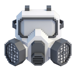 Icona 3D Isometrica di Maschera antigas Voxel per Gaming e Sicurezza