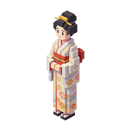 Voxel Geisha Character - 3D Pixel Art Icon