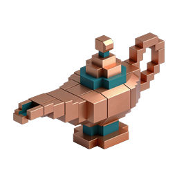Voxel Genie Lamp 3D Isometric Icon | Magic Fantasy Asset