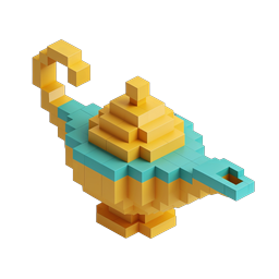 Voxel Genie Lamp 3D Isometric Icon | Magic Lamp