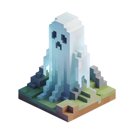 Voxel Ghost Creature Isometric 3D Illustration