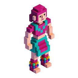 Design de Ícone de Jogo em Blocos 3D Personagem Menina Voxel
