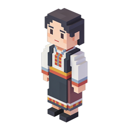 Voxel Girl Character Icon - Isometric 3D Pixel Art Avatar
