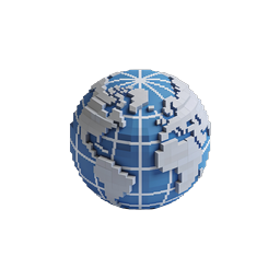 Voxel 3D Globe Icon - Pixelated Earth World Icon