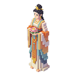 Voxel Goddess with Lotus Flower 3D Icon