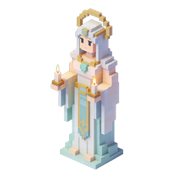 Voxel Goddess Statue with Candles - 3D Pixel Art Icon