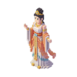 ヒンドゥー教の女神像のボクセル3Dピクセルアートアイコン