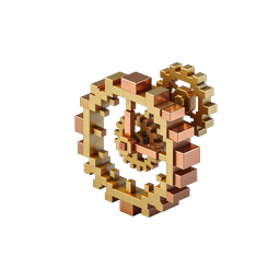 Gold Voxel Cube 3D Icon - Metallic Geometric Design