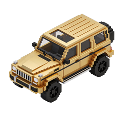 Gold Voxel SUV Icon - Isometric 3D Pixel Art Vehicle