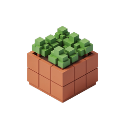 Voxel Grass Block 3D Icon - Minecraft Style