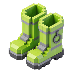 Isometric Green Voxel Boots 3D Icon