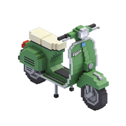 3D Voxel Green Scooter Icon for Delivery & Transport