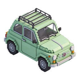 Voxel Green SUV - 3D Pixel Art Off-Road Vehicle Icon
