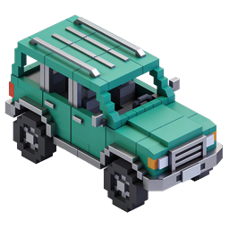 Voxel Green SUV Icon - 3D Isometric Off-Road Vehicle