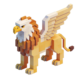 Voxel Griffin 3D Icon - Mythical Fantasy Creature