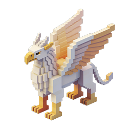 Voxel Griffin 3D Icon - Mythical Creature Design