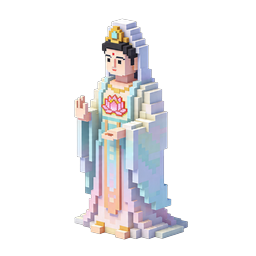 ボクセル 観音 3D像 - 仏教の女神 ピクセルアートアイコン