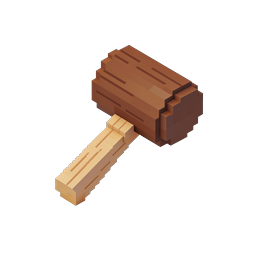 Isometric Voxel Hammer Icon | 3D Pixel Art Tool