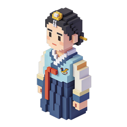 Voxel Koreanische Hanbok-Mädchen 3D-Charakter-Icon