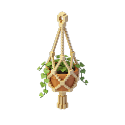 Voxel Hanging Planter 3D Icon - Pixel Art Plant Pot