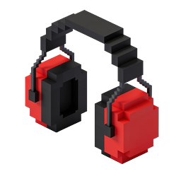 Voxel Headphones Icon - 3D Pixel Art Audio Design