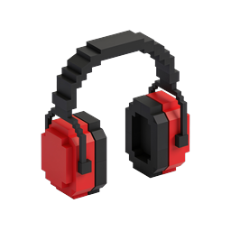 Voxel Headphones Icon - 3D Blocky Music Design