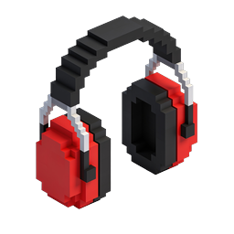 Voxel Headphones 3D Icon - Isometric Audio Design