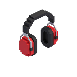 Voxel Headphones Icon - 3D Isometric Audio Design