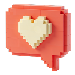 3D Voxel Heart Icon - Isometric Pixel Art